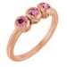 14K Rose Natural Pink Tourmaline Three-Stone Ring